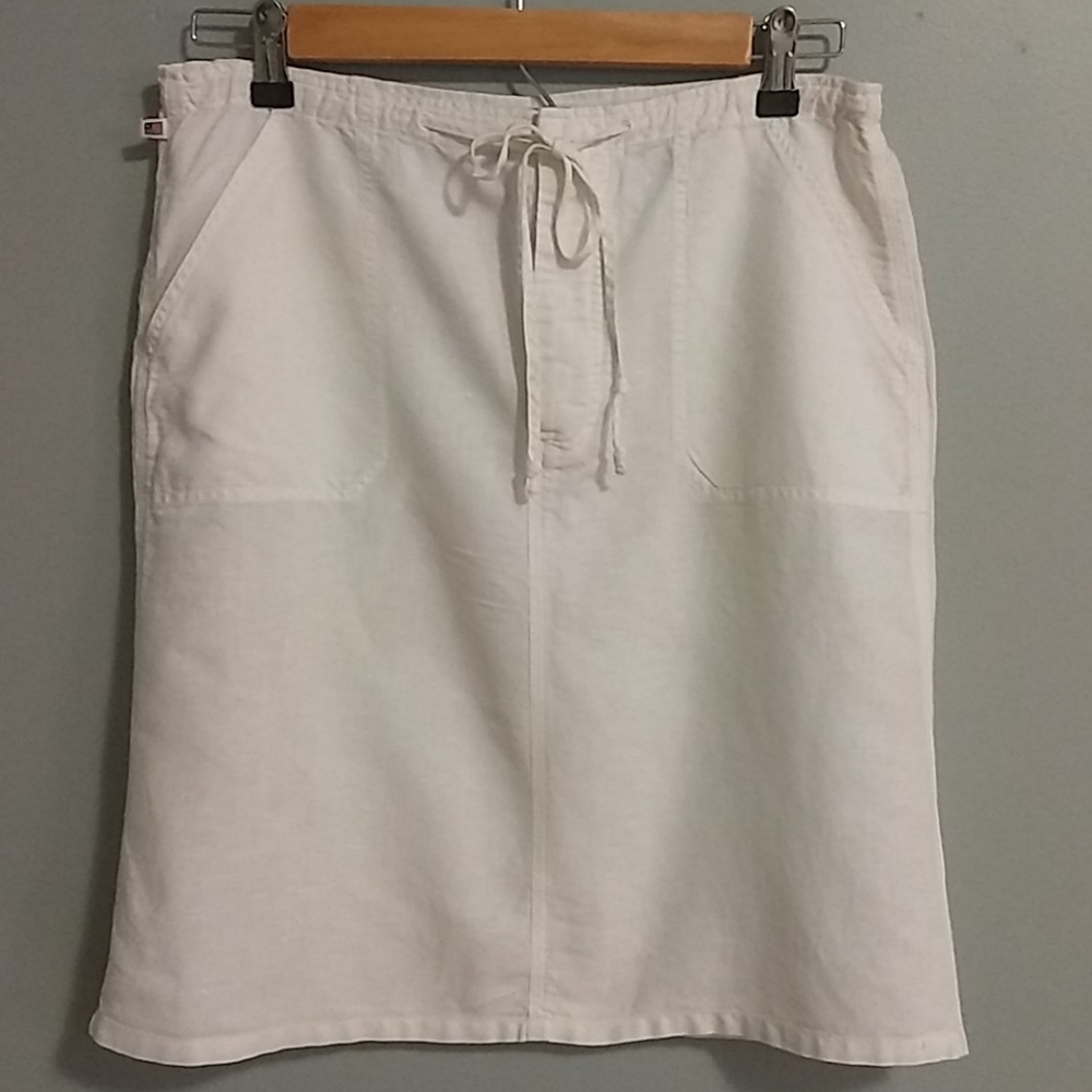 Polo Jeans Linen Blend Drawstring White Skirt